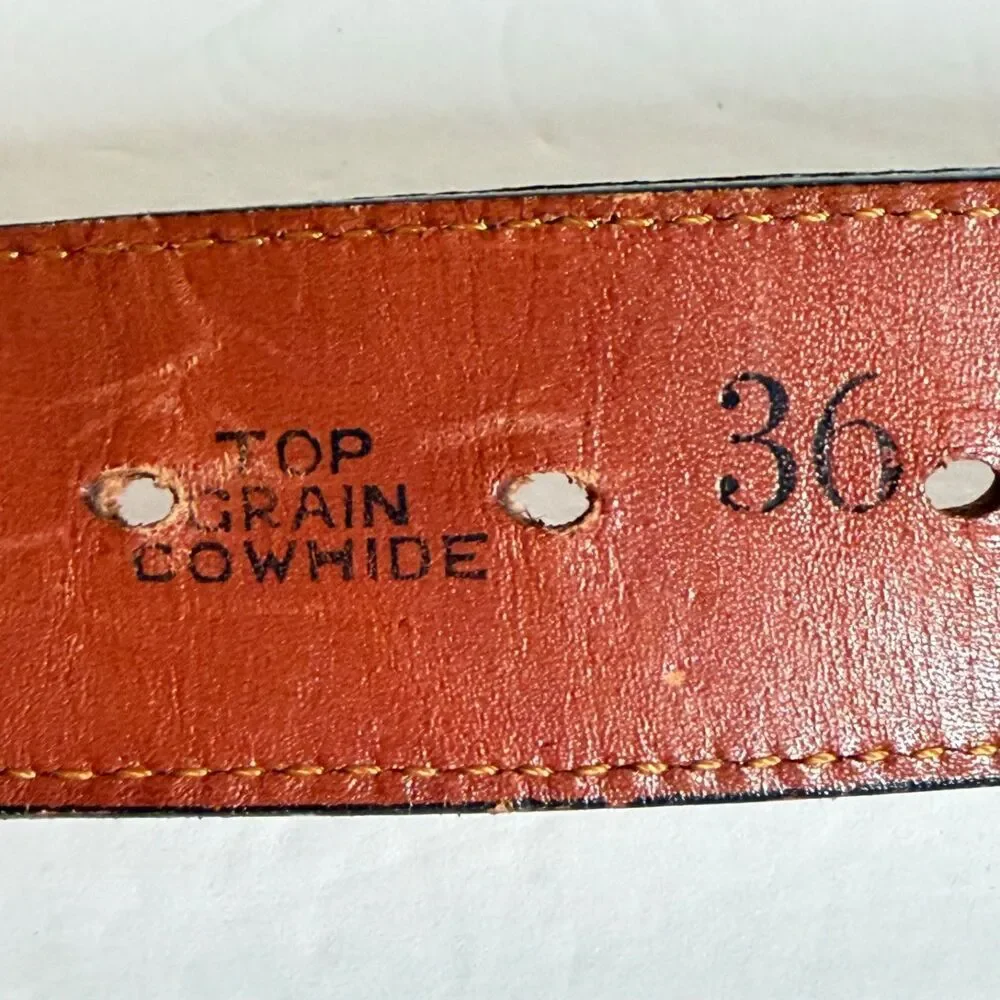Vintage Tony Lama Horsehair Belt Sz 36 Brown Leather Western Handcrafted Mexico